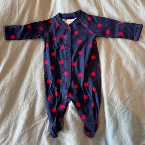 Hanna Andersson Baby Footed Sleeper in Pima Cotton (0-3M) - Red Dots on Navy